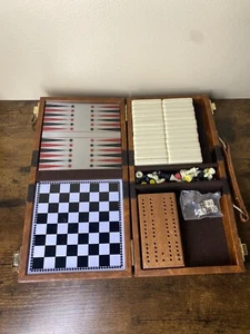 Vintage Interpur Travel Game Set W/ Case Chess Backgammon Dominoes Not Complete - Picture 1 of 17
