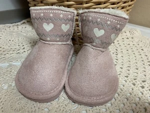 H&M Baby Toddler Girl Boots NWT Pink Faux Fur Lined/Suede Sz 4-5 US Fast Ship - Picture 1 of 9