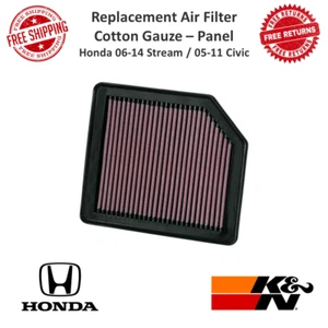 K&N Washable Replacement Air Filter Cotton Gauze Panel For Honda Stream & Civic - Picture 1 of 12
