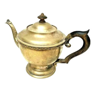 Vintage Old Antique Brass Rare Horn Handle Beautiful Milk / Tea Pot / Container - Picture 1 of 12