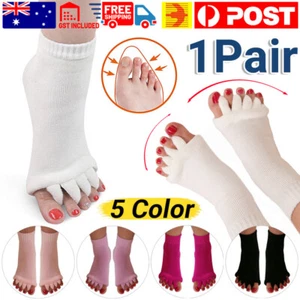 Alignment Socks Massage Open Five Toe Separator Gym Fit Sock Foot Pain Relief AU - Picture 1 of 17
