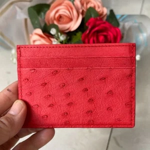 Red GENUINE OSTRICH LEATHER SKIN CREDIT CARD HOLDER/ WALLET CARD HOLDER FOR MEN - Picture 1 of 8