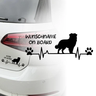 UNIDAMO Auto Aufkleber | Australian Shepherd Aussie | Wunschname on Board | Sticker 381