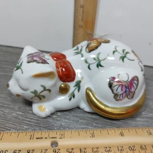 Gato Durmiente Japón Imari Mariposas y Ramas Porcelana Imari 5-1/2" - Imagen 1 de 5