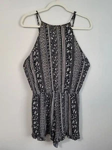 Pantalones Cortos American Eagle Mameluco Grande Cuello Alto Boho Hippie Negro Blanco Ae - Imagen 1 de 7