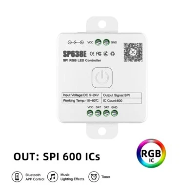 SP638E SPI RGB Dream Color LED Controller DC 5V 12V 24V For RGB Led Strips - Image 1 of 4