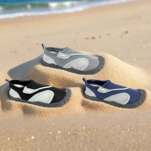 Mens Water Shoes Aqua Socks Slip On Mesh Outlined Toes Pool Beach Swim Hike - Picture 1 of 6