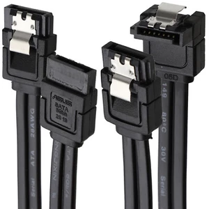 ASUS Locking SATA Cables 6Gbps Serial Hard Drive 40cm DATA Leads [2 Pack] Black - Afbeelding 1 van 8