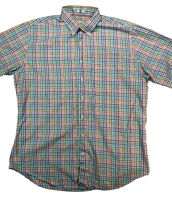 Peter Millar Men's Performance Poplin Shirt Short Sleeve Multicolor Size XL - Image 1 of 4