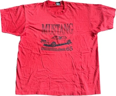 VTG Paul’s 65 Mustang Classic Muscle Car Shirt Red Single Stitched Adult XL USA - Image 1 of 4