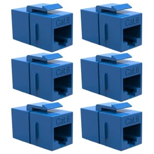 6x Cat6 RJ45 F/F Ethernet Coupler Joiner Snap-In Jack Keystone Wall Plate Blue - Picture 1 of 4
