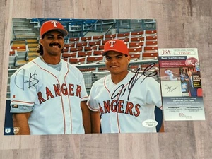 Archivio fotografico firmato 8x10 Juan Gonzalez Ivan Rodriguez JSA COA Texas Rangers HOF - Foto 1 di 4