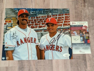 Juan Gonzalez Ivan Rodriguez Signed 8x10 Photo File JSA COA Texas Rangers HOF - Image 1 of 4