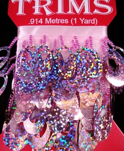Sequin/Bead Trim 914mm Dusty Pink Laser Paillettes Dance Costume - Picture 1 of 2