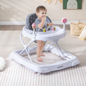 Foldable Baby Activity Walker with Adjustable Height and Detachable Seat Cushion
