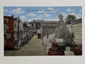 New Orleans Louisiana Old St Louis Cemetery Vintage Linen Postcard Haunted Ghost - Picture 1 of 2