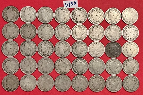 Old Liberty V Nickels Roll of 40 Old US Coins | Liberty V Nickels Lot |  #V130 Cover