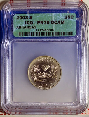 2003-S 25C Clad Arkansas State Quarter PR70DC ICG 1717450503 + Bonus - Image 1 of 2