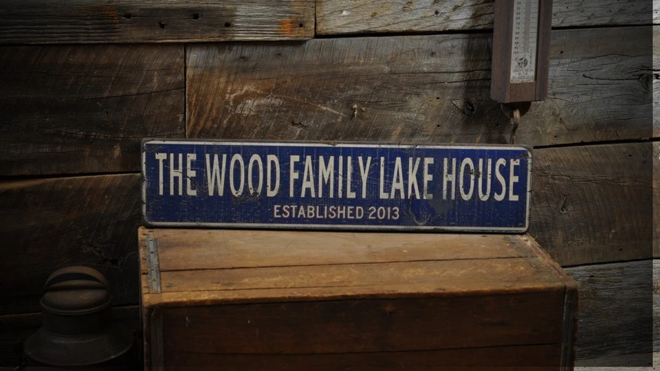 Custom Family Lake House Sign - Rustic Hand Made Vintage Wooden - Image 1 of 1