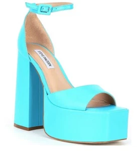 Steve Madden Kassiani elegante blaue Damen-Plateausandalen mit Knöchelriemen Größe 11 - Bild 1 von 9