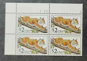 Scott #2482 $2 Bobcat Plate Block of 4 Stamps - MNH - Picture 1 of 4