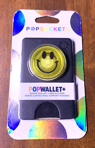 PopSockets PopWallet Phone Grip Stand Wallet Classic Black Smiley Face Swap Top