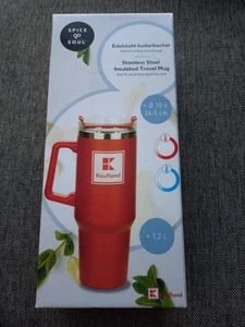 Kaufland Isolierbecher Thermobecher 1,2 Liter mit Trinkhalm Neu Becher - Bild 1 von 8