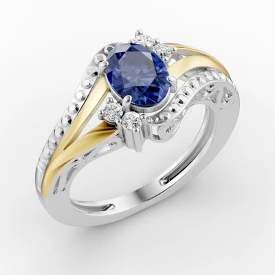 925 Silver 10k Gold Birthstone Sterling Silver engagement Rings for women Gift - Image 1 of 4