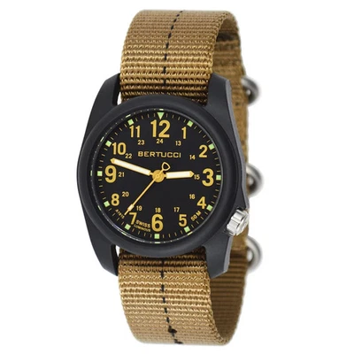 Bertucci Mens DX3 Field Resin Dash-Striped Drab Nylon Strap Black Dial Watch - Image 1 of 4