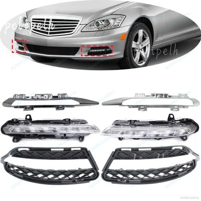 L&R Front Fog Light Grille Trim Kit For 10-13 Mercedes Benz W221 S350 S450 S550 Foto 1 de 4