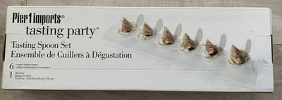Pier 1 Imports Tasting Party ~  Tasting Spoon Set of 6 Spoons & Glass Tray New - Image 1 of 3