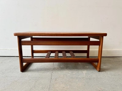 Vintage Teak Coffee Table with Tiled Top and Shelf - Image 1 of 4