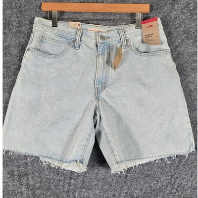 Levis 94 Baggy Denim Shorts Light Wash Distressed Raw Hem Womens Size 30 - Image 1 of 4