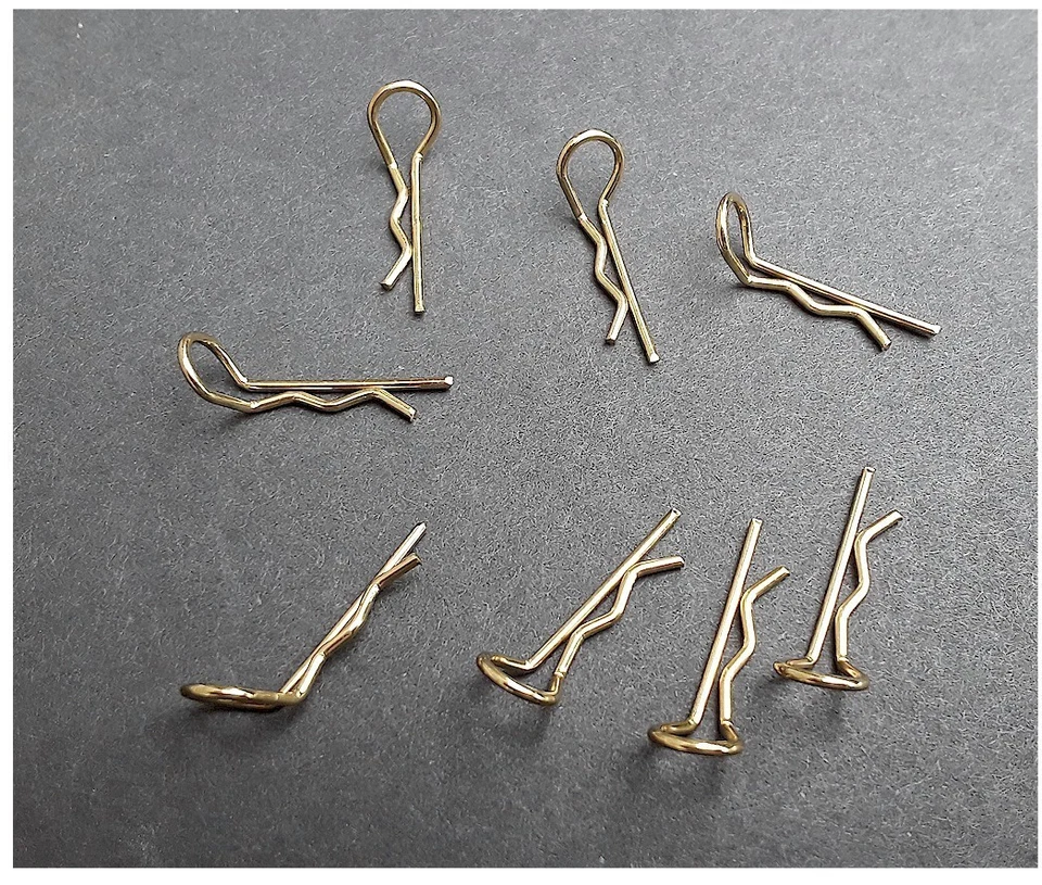RC Car Truck Buggy (8) Gold Plated Body Snap Clips Pins w/tab pull New Universal - Image 1 of 1