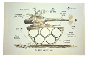 DICK WRIGHT Soviet Olympic Team PROVIDENCE JOURNAL-BULLETIN Cartoon Art 11"x16" - Picture 1 of 4