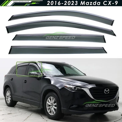 Para 2016-2023 Mazda CX-9 CX9 acabamento cromado viseira de janela colorida fumê protetor de chuva - Imagem 1 de 4