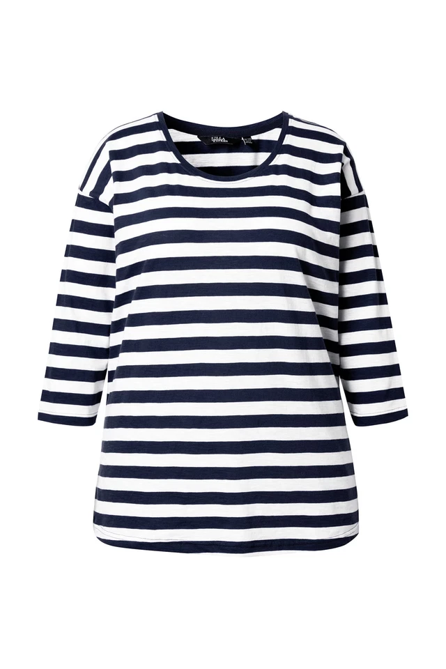 Ulla Popken Damen große Größen Shirt Ringel Oversized Rundhals Langarm 841025 - Bild 1 von 1