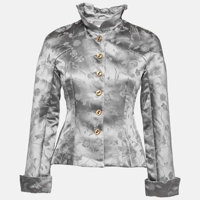 Chaqueta Emporio Armani Gris Floral Bordada Botón Frontal M Foto 1 de 4