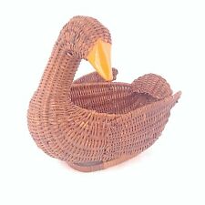 Wicker Duck Basket Vintage Farmhouse Chic Wood Beak 8" X 6"