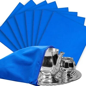 8 Pcs Zippered Silver Storage Bags Anti-Tarnish Pouches Jewelry Storage, 15"x15" - Picture 1 of 6