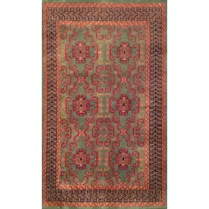 Amma Carpets Handmade Hand Knotted Woolen Rug Green 3x5 feet Tribal - Picture 1 of 6