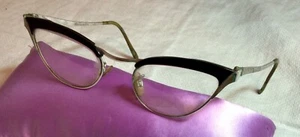 VINTAGE S/C BLACK CAT EYE EYEGLASSES 1/10 12K GF, 46, 4”-5-1/4, SC USA20 - Picture 1 of 19