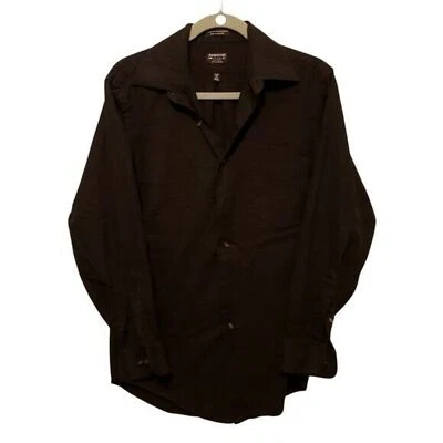 Arrow Mens Sz 15.5 Black  Solid Long Sleeve Dress Shirt - Image 1 of 4