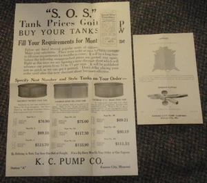 c1910 S. O. S. Farm Stock Tanks folleto publicitario - K C Pump Co Kansas City Missouri - Imagen 1 de 1