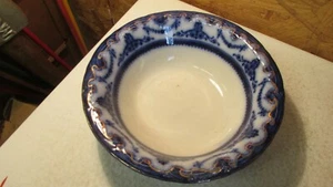 Antique Flow Blue New Warf Pottery Serving Bowl Portsmouth - Picture 1 of 2