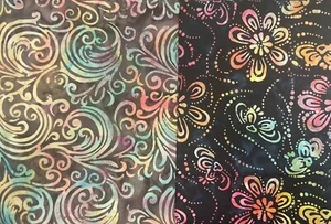 2 PRETTY BATIKS 100% COTTON QUILTING FABRIC 1 Yard + - Picture 1 of 1