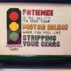 Counted Crossstitch Framed Humorous Proverb 16:32 Translation 5 X 7" - Picture 1 of 7