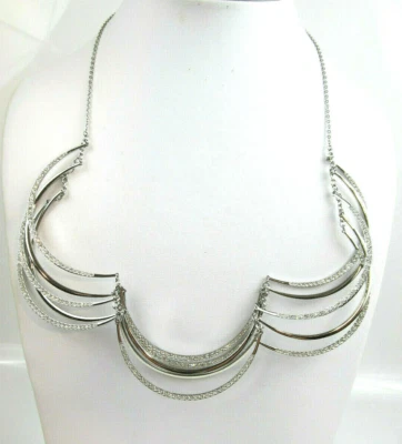 FOSSIL Brand Pave Lattice Necklace in Stainless Steel Modern Heirloom $168 NWT - Image 1 of 4