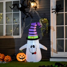 1.2m Witch Ghost Halloween Inflatable Decoration w/ Lights Fan Outdoor Fun