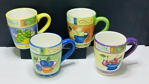 Set 4 tazzine da caffè grandi Capri in gres dipinto a mano, decorazione frutta - Foto 1 di 16